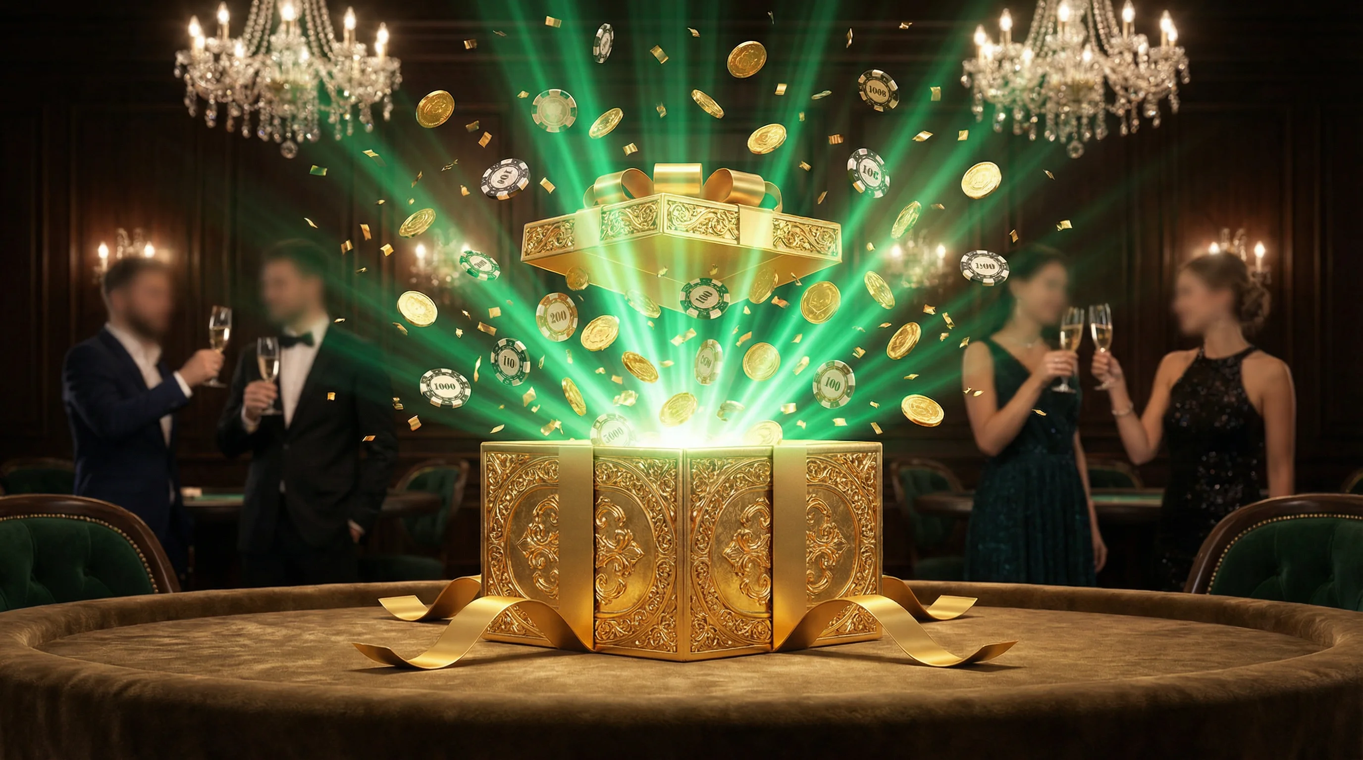 Celebración de bono de bienvenida en casino